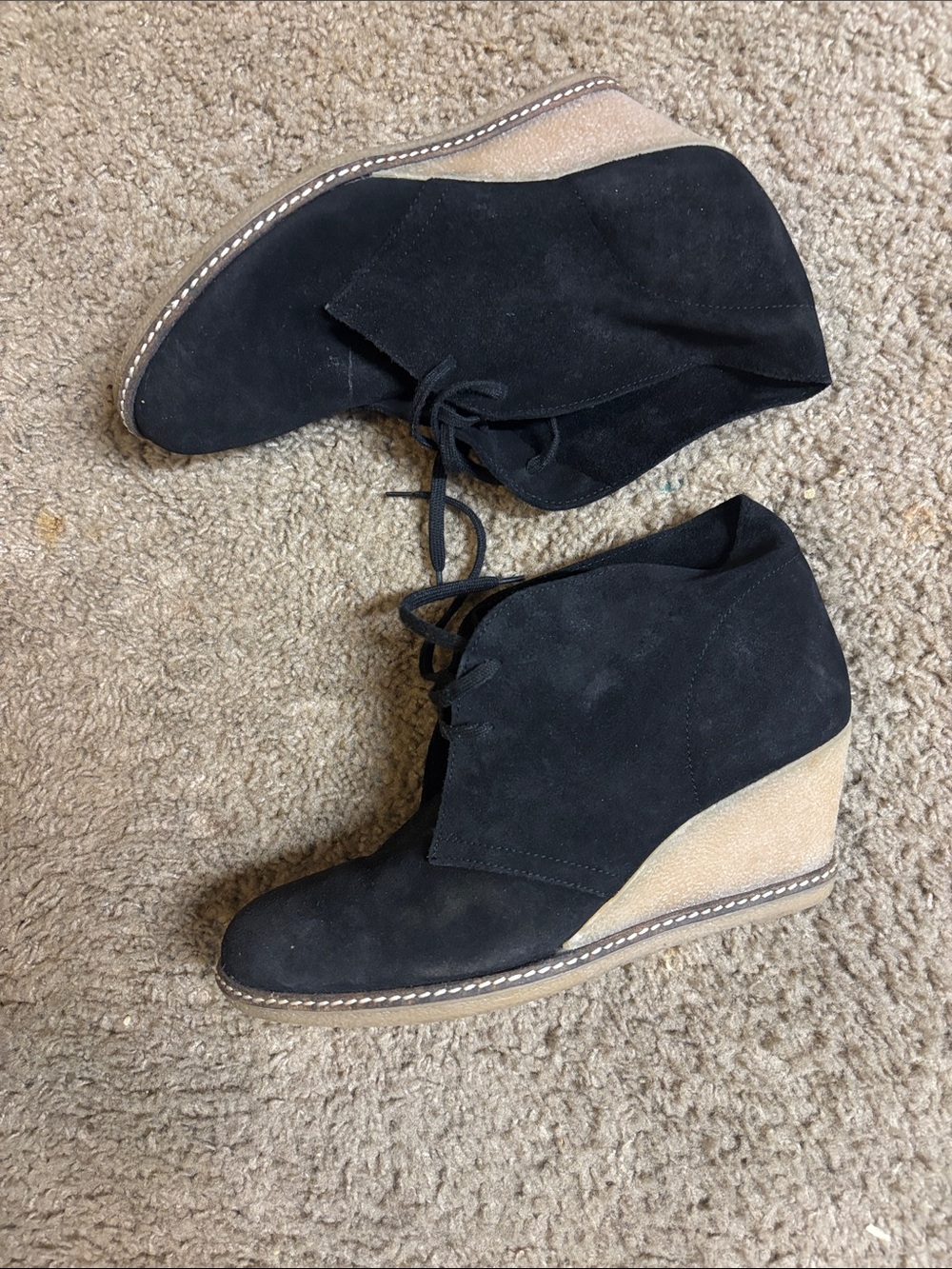 J. Crew MacAlister wedge boots women's 8.5? Black suede lace up